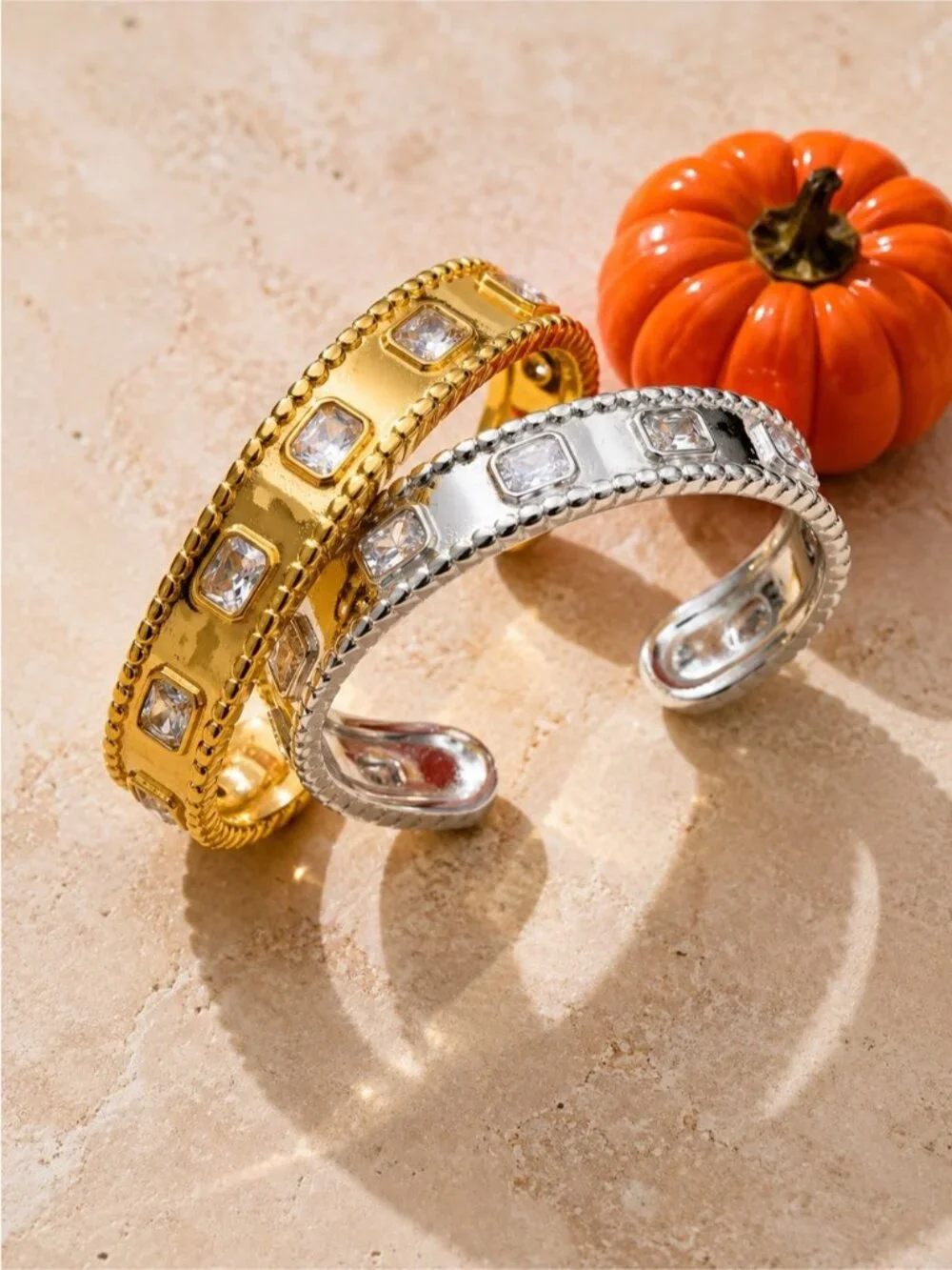 Gold plated Crystal-Trim Bangle Bracelet